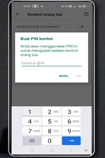 aplikasi akan meminta pengguna untuk membuat PIN konten