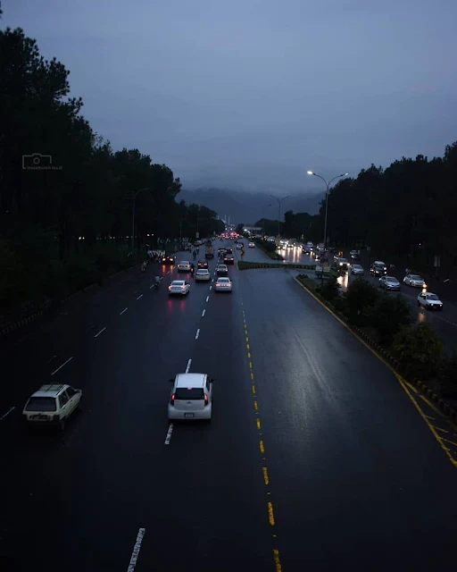 Sunset view of roads of islamabad