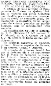 Noticia sobre el Campeonato de Tortosa de 1946