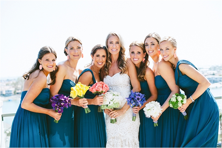 Bride and bridesmaids in blue gowns | Sargeant Creative