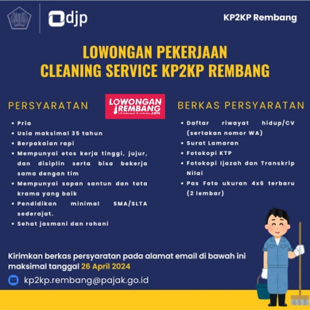 Lowongan Kerja Pegawai Cleaning Service KP2KP Rembang