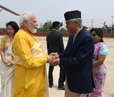 Prime Minister Narendra Modi has arrived in Lumbini