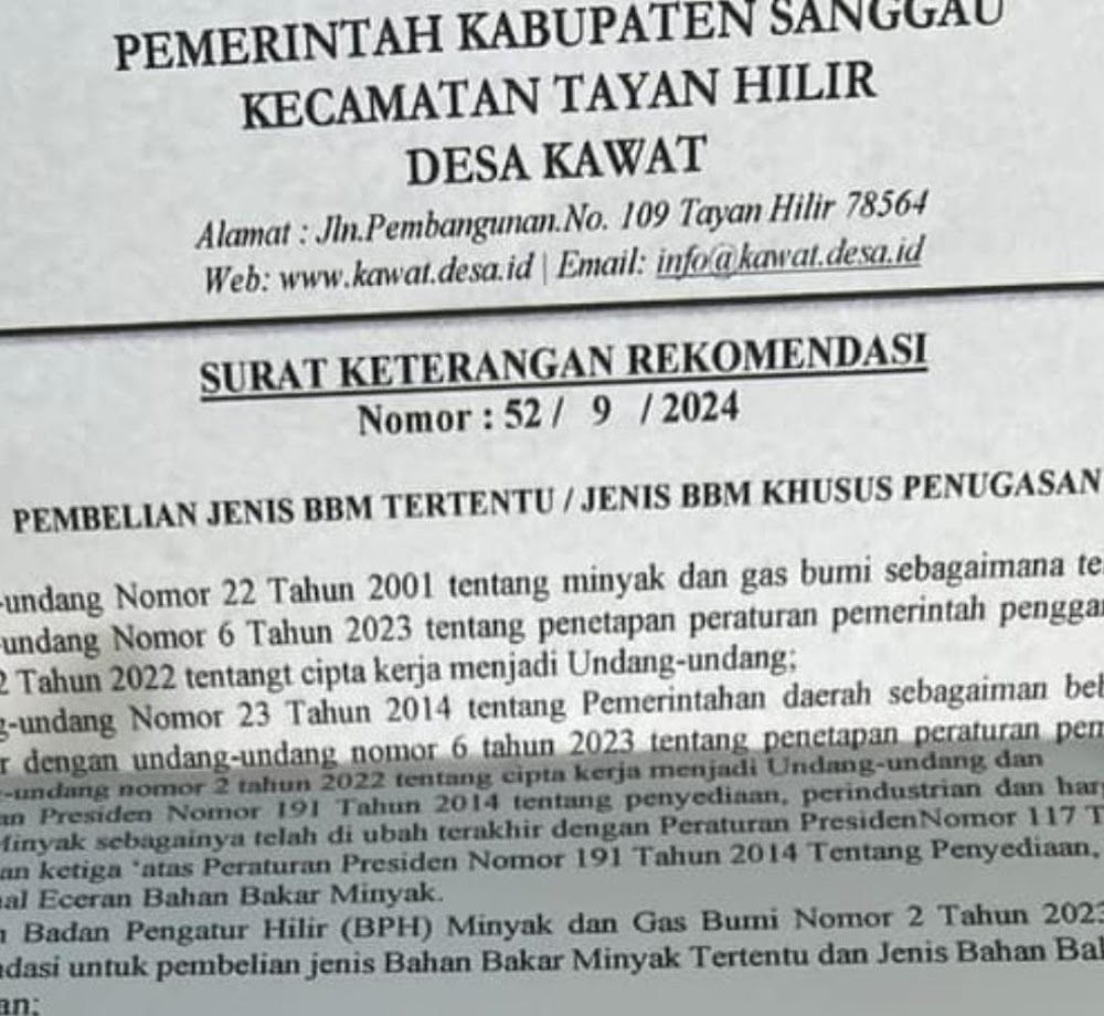 SPBU TELABANG : BBM Didistribusikan Ke Daerah Yang Belum Terdapat Penyalur, Berdasarkan Surat Rekomendasi