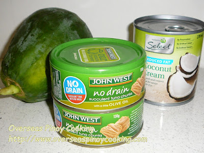 Ginataang Papaya with Canned Tuna - Ingredients