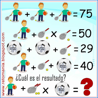 Desafíos matemáticos, Retos matemáticos, Problemas matemáticos, Problemas de matemáticas, Descubre el número, El número que falta, Descubre el resultado, Cuál es el resultado