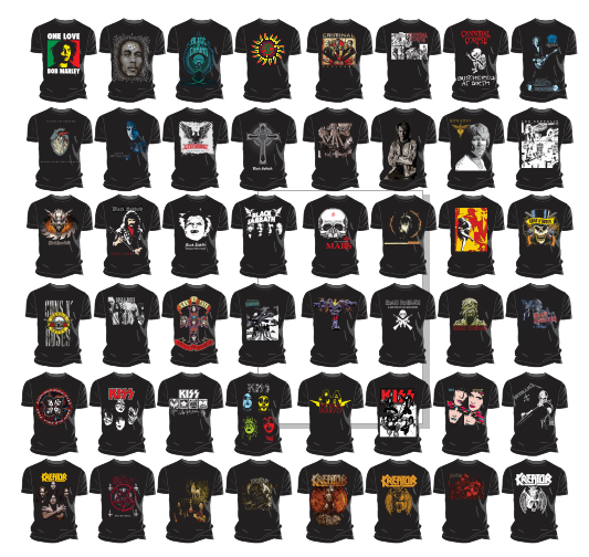 Camisetas Rockeras para Sublimar -  Editables