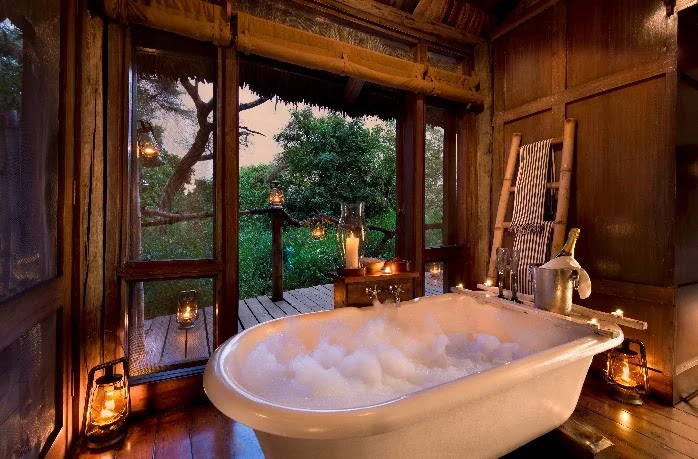 Treehouse suite bathroom, Lake Manyara Lodge