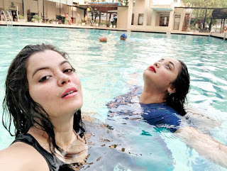 Rani Chatterjee and Nidhi Jha beautiful pic in Swimming Pool. 