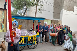 नगर में गुरु नानक देव जी की जयंती के उपलक्ष्य में सिख समुदाय ने प्रभात फेरी का आयोजन किया