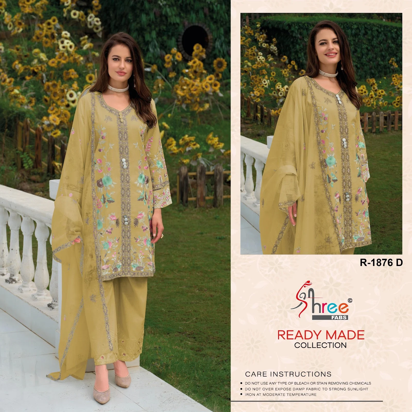 R 1876 Shree Fabs Cambric Cotton Pakistani Readymade Suits