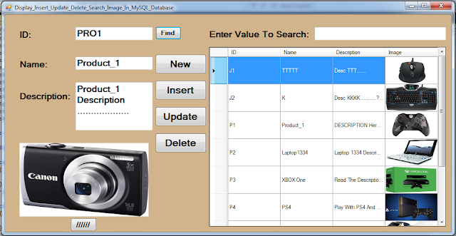 show, find, add, edit, remove, images from mysql database using c#