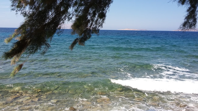 Glyfada beach, Rhodes, Greece view from the Cafe.