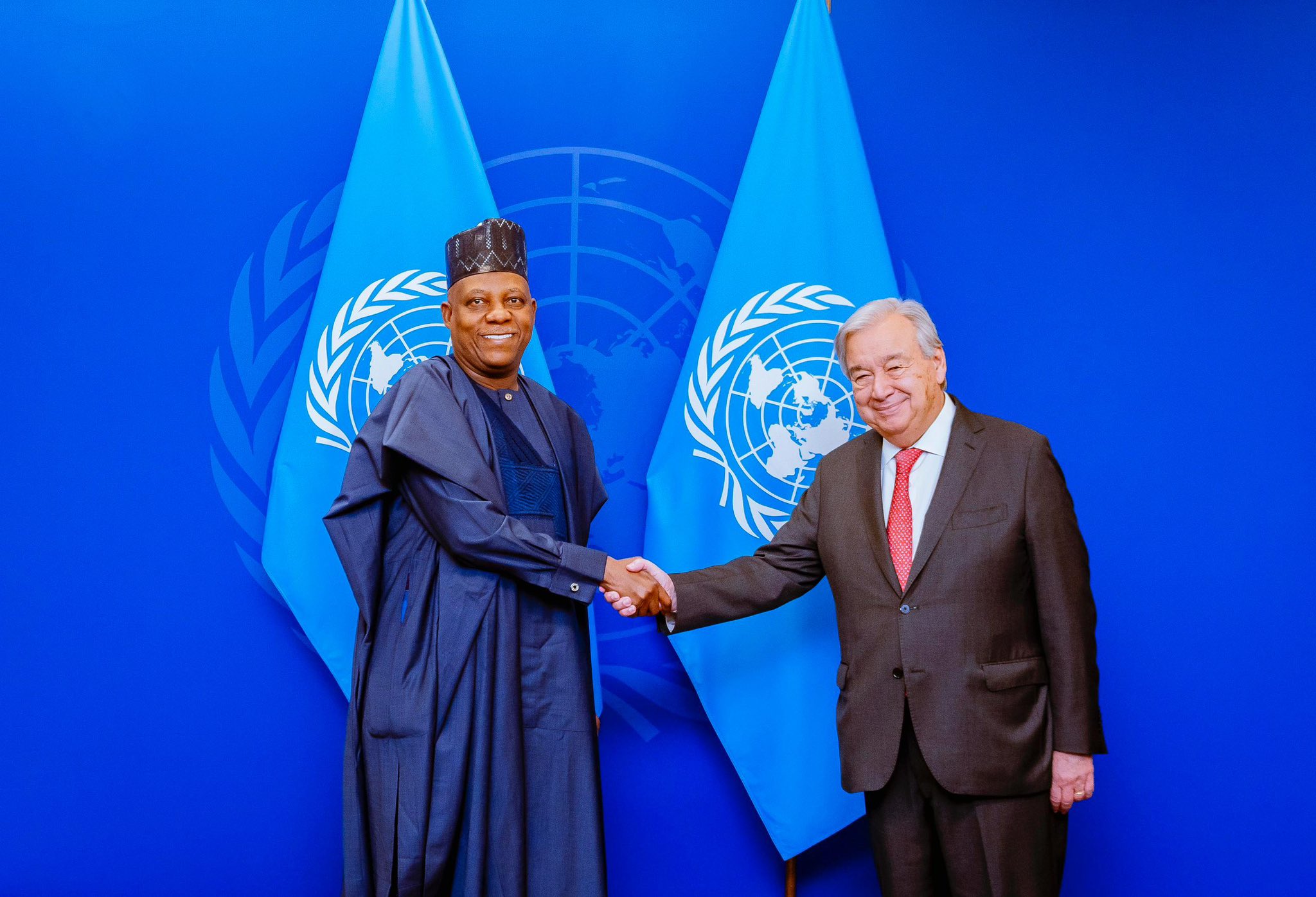 VP Kashim Shettima meets with UN Sec Gen Antonio Guterres at the UN building