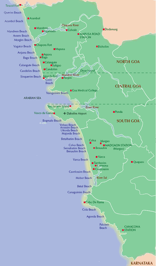 tourist map of goa. Tourist Map of Goa