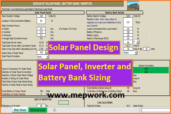 Download Solar Panel Size Excel Calculator (XLS)