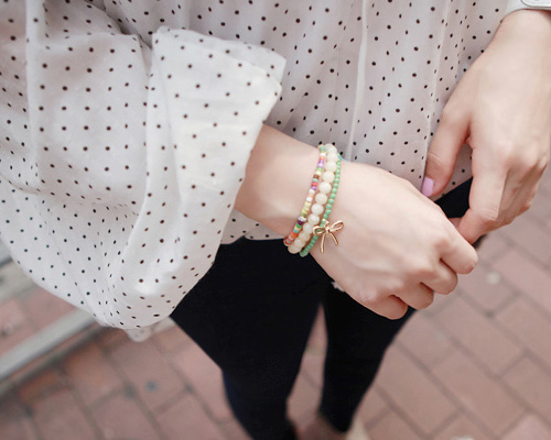 Korean Green & Ivory Beaded Bracelets