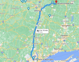 Map of route from New Jersey to Bennington, Vermont.