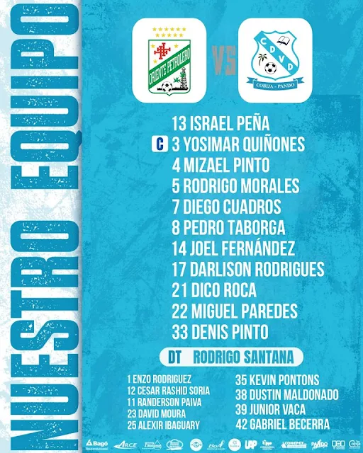 Alineaciones Oriente Petrolero vs Vaca Diez