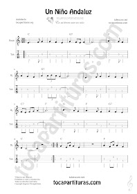  Tablatura y Partitura de Banjo Punteo del Villancico Un Niño Andaluz Tablature Banjo Sheet Music with chords 