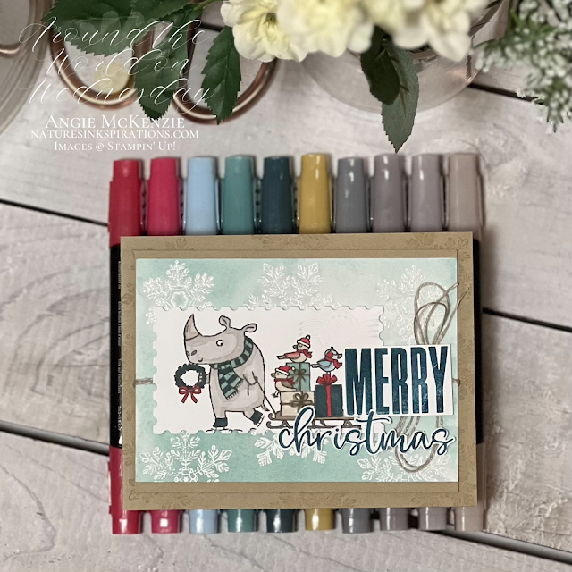 Stampin' Up! Sparkling Snowflakes Christmas card - Stampin' Blends colors | Nature's INKspirations by Angie. McKenzie