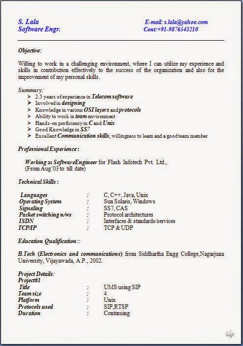 ... Than 10000 CV Formats For Free Download: job application resume format