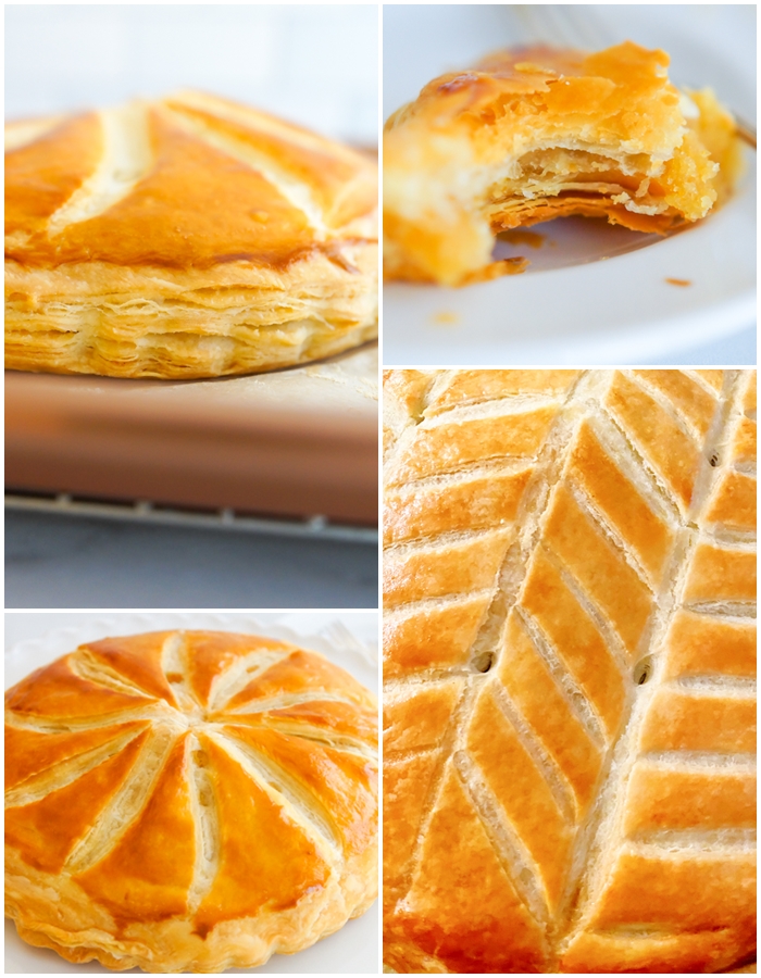 flaky pastry of Galette des Rois (French King Cake)