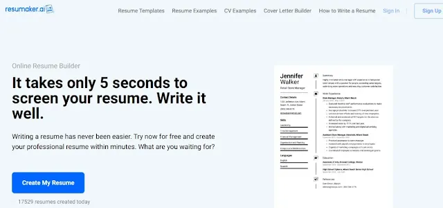 Create a Perfect Resume  Free Resume Builder  Resumaker.ai