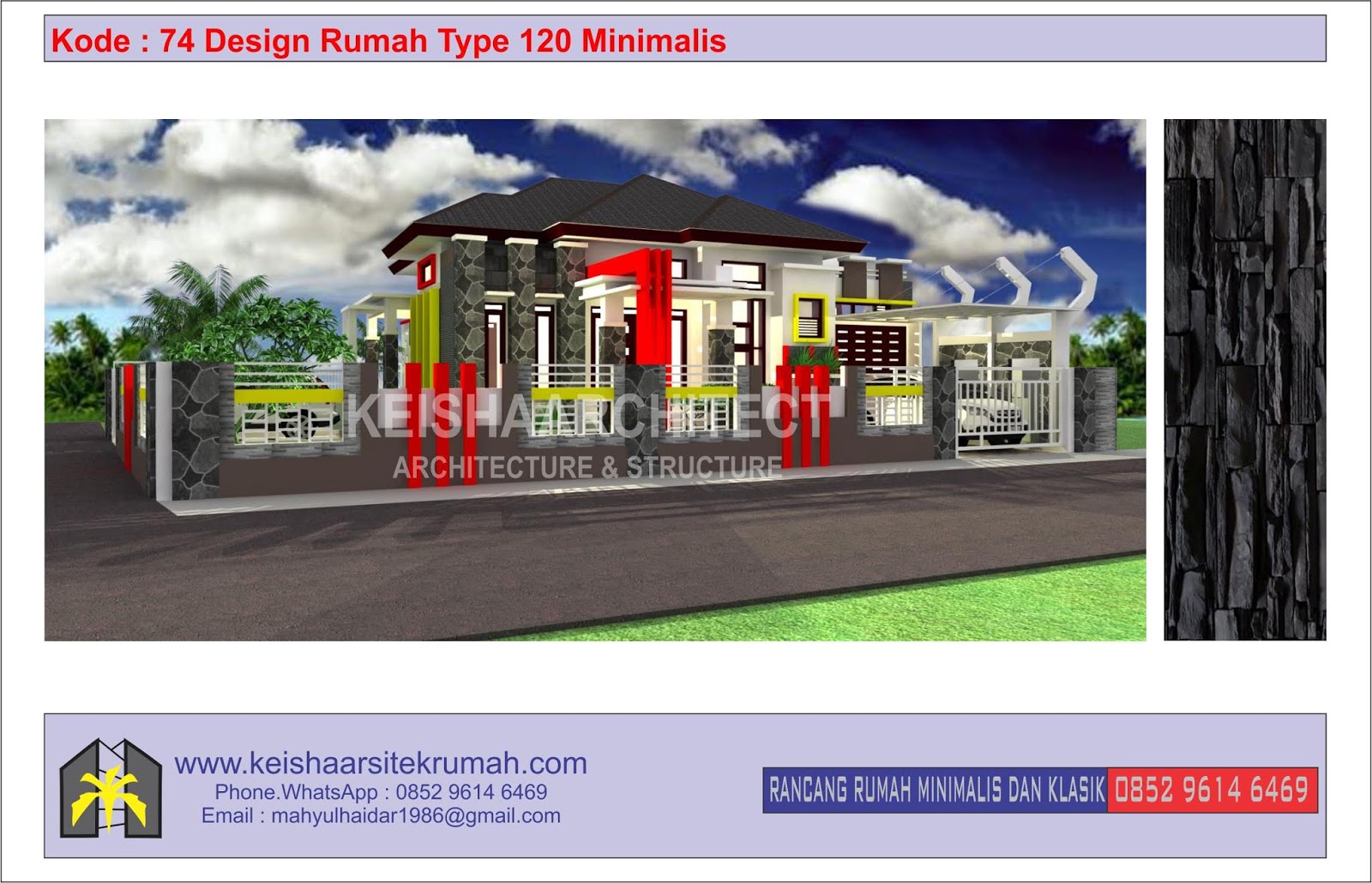 Kode 74 Design Rumah Type 120 Minimalis Lokasi Lambaro Aceh