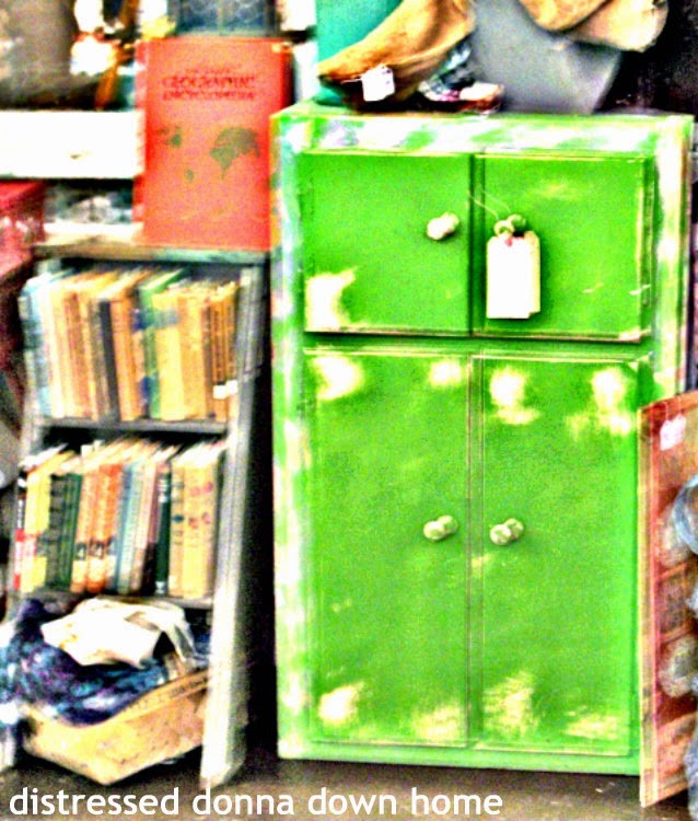 Distressing a green cabinet, estate sale find, vintage cabinet