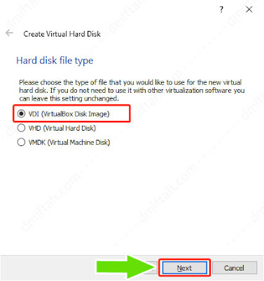 harddisk file type virtual machine virtualbox