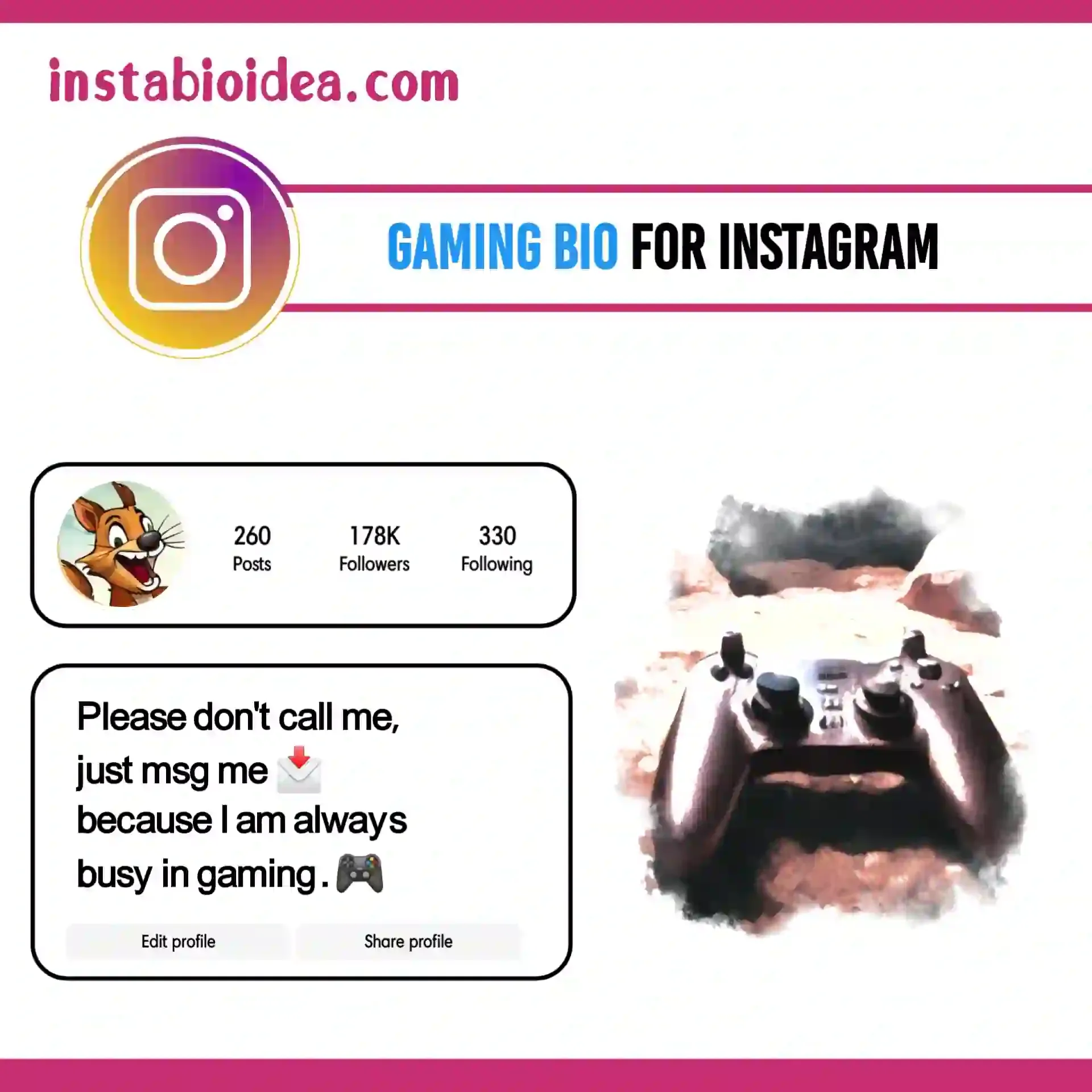 gaming bio for instagram image