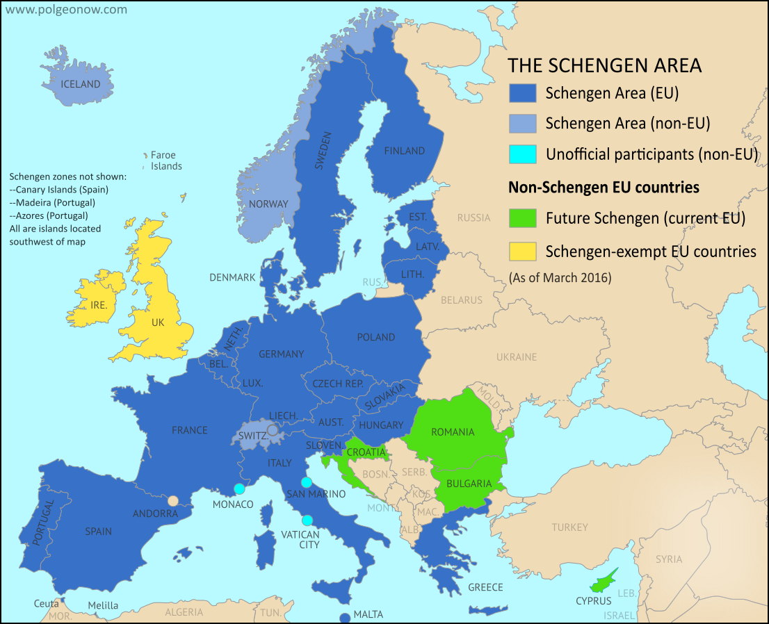 schengen area countries visa the of Schengen Map Zone free Europe's Travel Border Area,