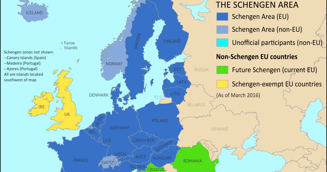 visa europe countries schengen Area, Europe's Travel free Border Map of Zone the Schengen