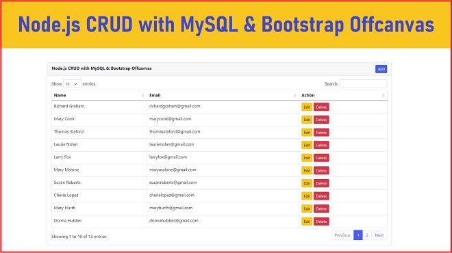 Efficient Node.js CRUD App with MySQL: Enhanced by Bootstrap Offcanvas for a Seamless User Experience