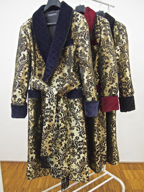 Mens silk dressing gown luxury quilted robe paisley housecoat warm long