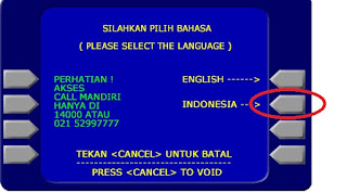 Langkah 1 penarikan tunai di atm bank Mandiri