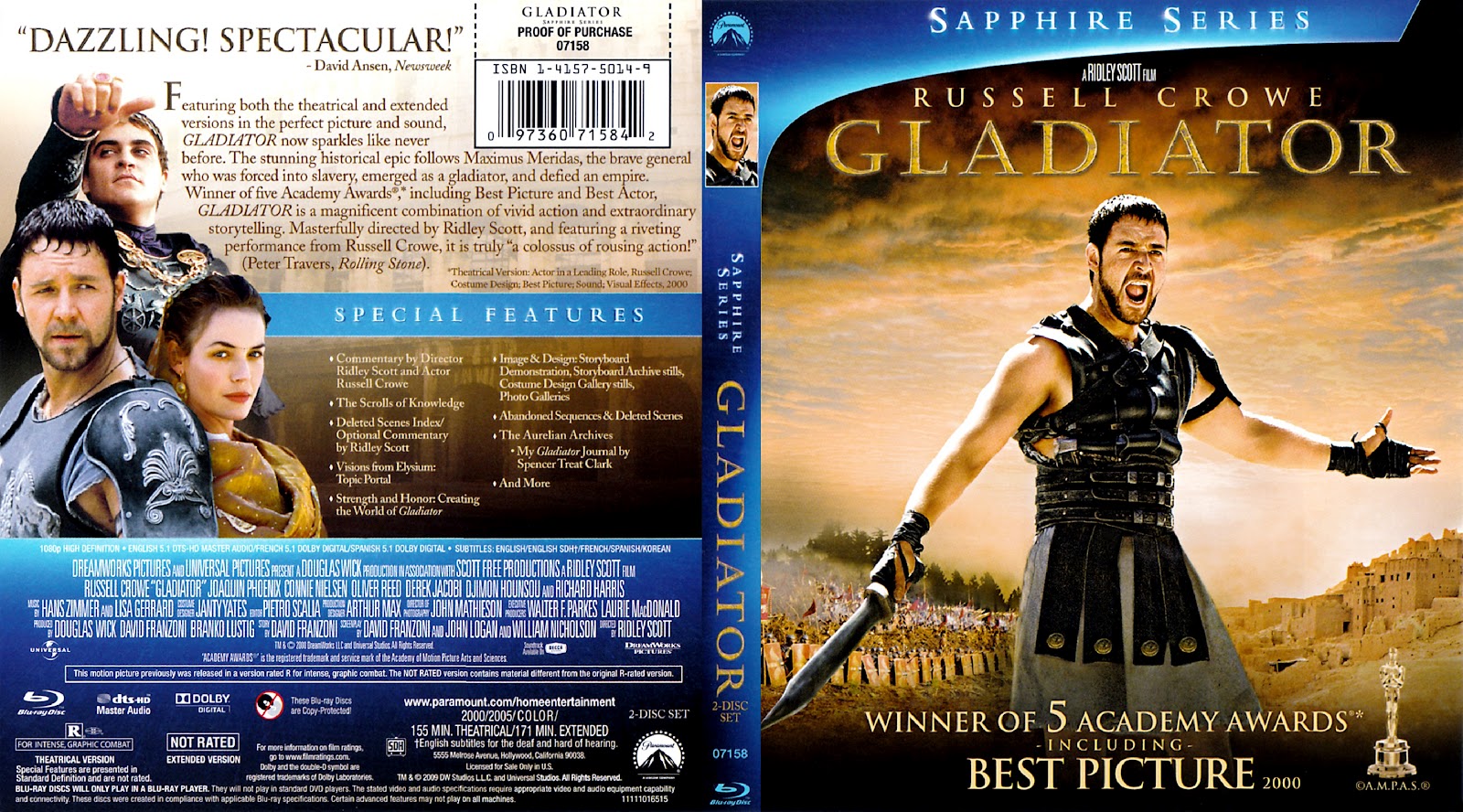 Gladiator Blu-ray Dvd Front Cover