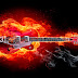 Guitar in 3D Fire Digital Art Wallpaper