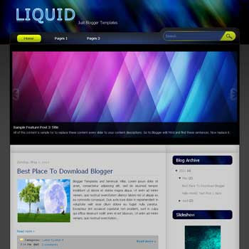 Liquid Blogger Template. blogger template from css template. template business for blog. image slideshow for blogger