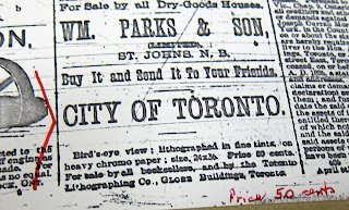 1886 Globe advertisement for Wesbroom Bird's Eye View of Toronto map