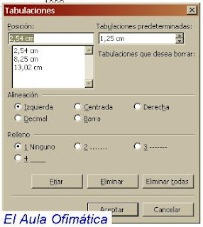 Tabuladores en Word