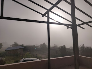 Day starts with fog