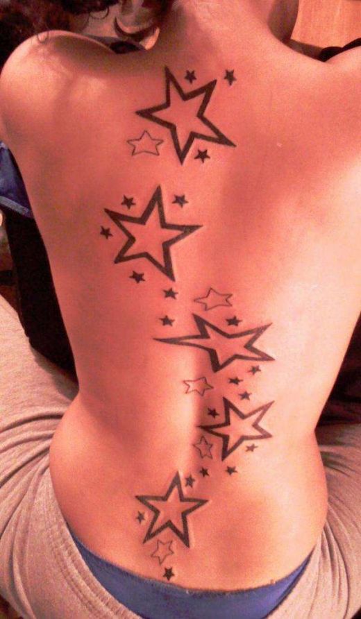  right in the middle of this lower back star tattoo I likes this one 