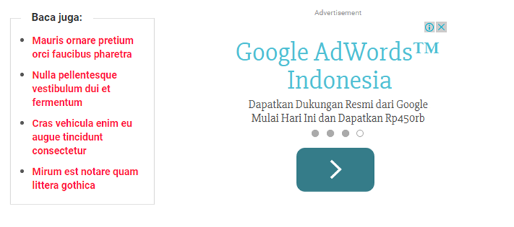 Memasang Iklan Dan Related Post Berdampingan Di Tengah Artikel Blog