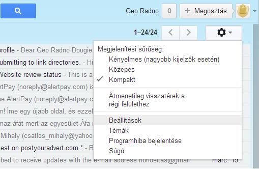 A google gmail levelezőnk beállításai 1. rész