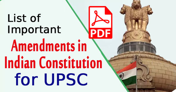 List of Important Amendments in Indian Constitution for UPSC PDF