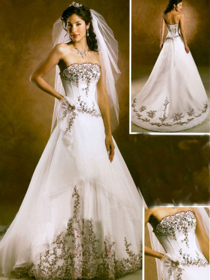 A champagne wedding dresses is