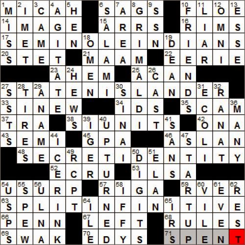 0318 13 New York Times Crossword Answers 18 Mar 13 Monday