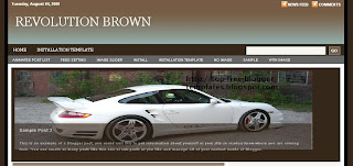 Revolution Brown - Free Blogger Template - 3 column, navigation menu, search box, content and image slider, highlight reel in sidebar, automatic thumbnail image for all posts on home page