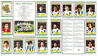 REAL SOCIEDAD DE FÚTBOL DE SAN SEBASTIÁN. Temporada 1983-84. Álbum FUTBOL 84 Liga de 1ª y 2ª División. Editorial Panini. Escudo, ARCONADA, ZUBILLAGA, LARRAÑAGA, ZAMORA, DIEGO. OTXOTORENA, Equipo, CELAYETA, BAKERO, SATRÚSTEGUI. KORTABARRÍA, GÓRRIZ, GAJATE, OLAIZOLA, URALDE, LÓPEZ UFARTE.